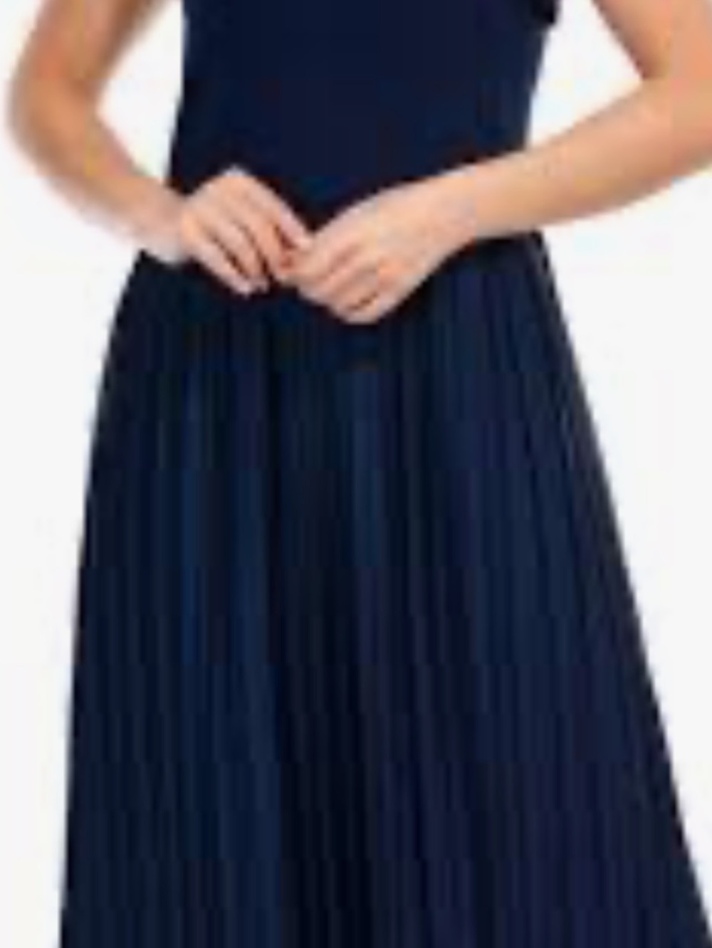 Ellen Tracy Navy Sleeveless Pleated Maxi Dress - Picture 3 of 3